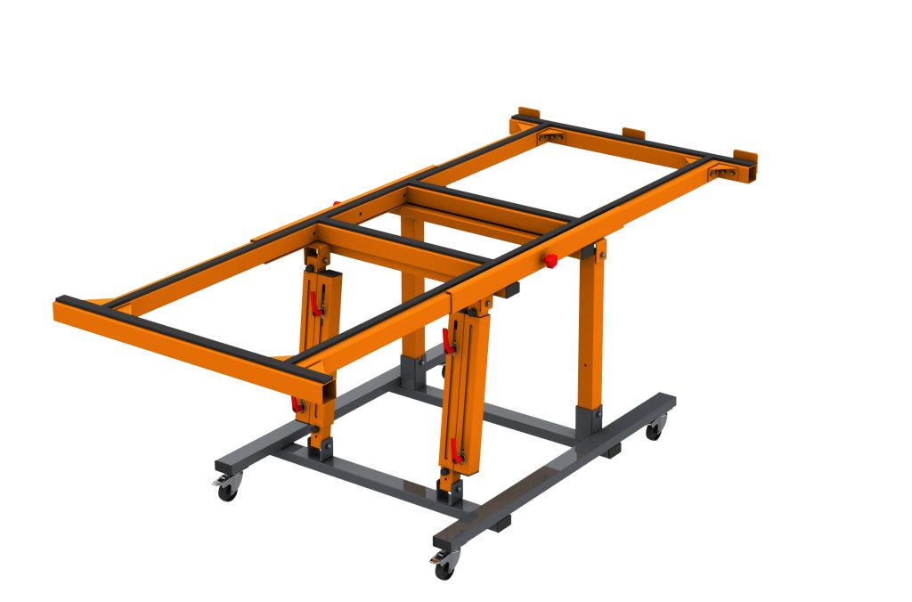 USTM_C90 – Uniwersalny stół monterski / wersja podstawowa z uchylną ramą w zakresie 0-90 stopni